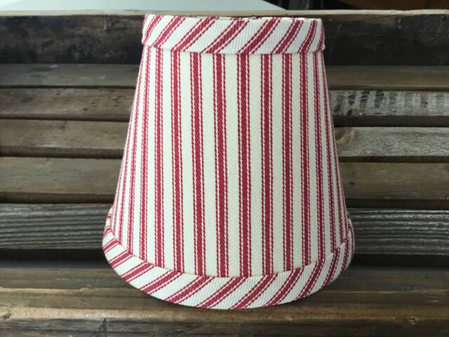 Classic Red & Cream Ticking Stripe Chandelier Lampshade Cottage - image 1