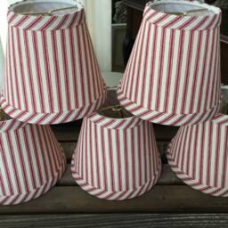 Classic Red & Cream Ticking Stripe Chandelier Lampshade Cottage - thumbnail 3