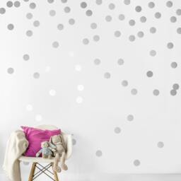 Silver Wall Decal Dots - 200 Decals - 2'' Inch Vinyl Graphic Shapes Kids Room Design Nursery Classroom Accent Sticker Art Decor Large G73 - thumbnail 1