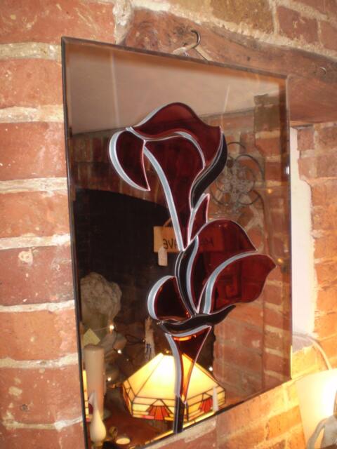 Beautiful Danish Bevelled Edge Lily Decoration Mirror, 3 Dimensional Flower - image 1