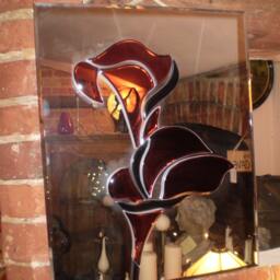 Beautiful Danish Bevelled Edge Lily Decoration Mirror, 3 Dimensional Flower - thumbnail 2