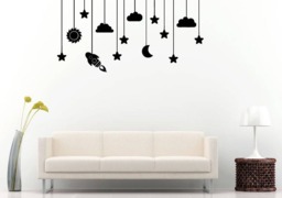 Clouds Stars Space Rockets Moon Good Night Sleep Snoozing Wall Sticker Decal Vinyl Mural Decor Art L2341 - thumbnail 1