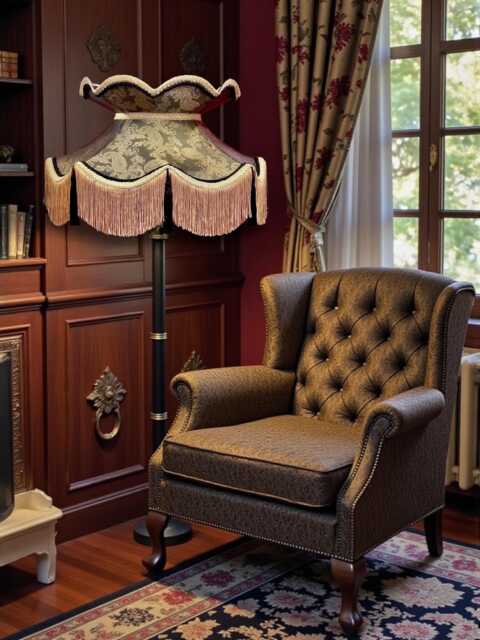 Dark Bronze Paisley Print Fabric Lampshade Handmade in The UK For Table & Floor Standard Lamp Shades, Ceiling Lights - image 1