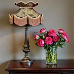 Dark Bronze Paisley Print Fabric Lampshade Handmade in The UK For Table & Floor Standard Lamp Shades, Ceiling Lights - thumbnail 2