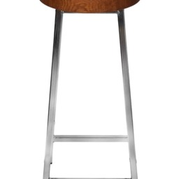Bertie N Broadoak-Brown - Nickle Plated Bar Stool With Chunky Brown Oak Seat - thumbnail 3