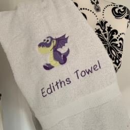 Dragon Towel - Personalised Face Cloth/Hand Bath = Embroidered With & Text - thumbnail 3