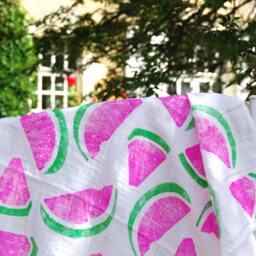 Baby Blanket, Watermelon, Neon Pink, Girl Shower, Tropical Swaddle Baby Theme - thumbnail 2