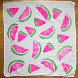 Baby Blanket, Watermelon, Neon Pink, Girl Shower, Tropical Swaddle Baby Theme - thumbnail 3