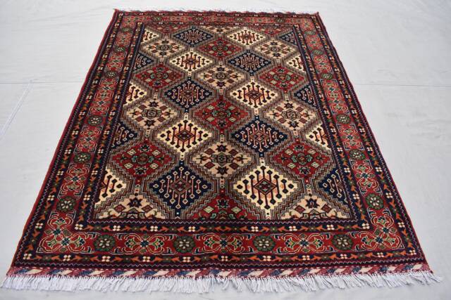 Hand Knotted Afghan Rug Turkmen Tribal Wool Rug - 6.8 X 5.0 Ft - image 1