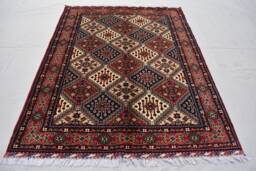 Hand Knotted Afghan Rug Turkmen Tribal Wool Rug - 6.8 X 5.0 Ft - thumbnail 1