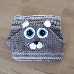 Crochet Hooded Cat Blanket Bulky Chunky For Kids Throw Pillow Soft Blanky Handmade - thumbnail 3