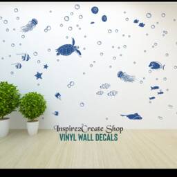 Under The Sea Wall Decal Set, Creatures Nursery Decor - thumbnail 3