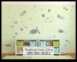 Under The Sea Wall Decal Set, Creatures Nursery Decor - thumbnail 1