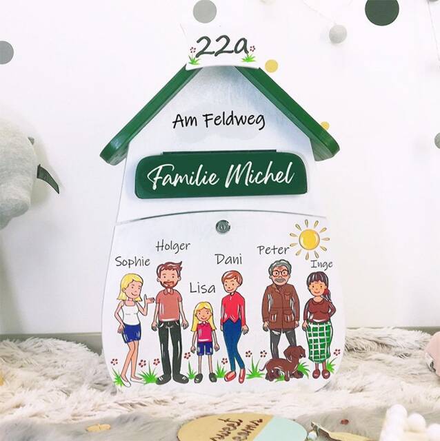 Mailbox Wood Painted/Handcrafted From The Erzgebirge With Figures Door Sign - image 1