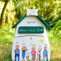 Mailbox Wood Painted/Handcrafted From The Erzgebirge With Figures Door Sign - thumbnail 3