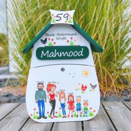 Mailbox Wood Painted/Handcrafted From The Erzgebirge With Figures Door Sign - thumbnail 2