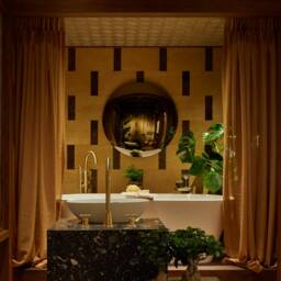 Orbis??? Convex Bronze Tinted Hand Crafted Frameless Mirror With Brass Clips - thumbnail 2
