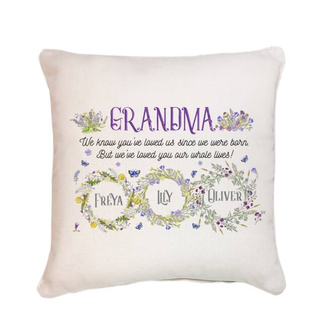Personalised Grandma Cushion Cover With Grandchildren Names/Gift Mother's Day Gift For Granny, Nana, Mimmy Present - image 1