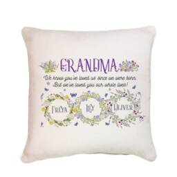 Personalised Grandma Cushion Cover With Grandchildren Names/Gift Mother's Day Gift For Granny, Nana, Mimmy Present - thumbnail 1