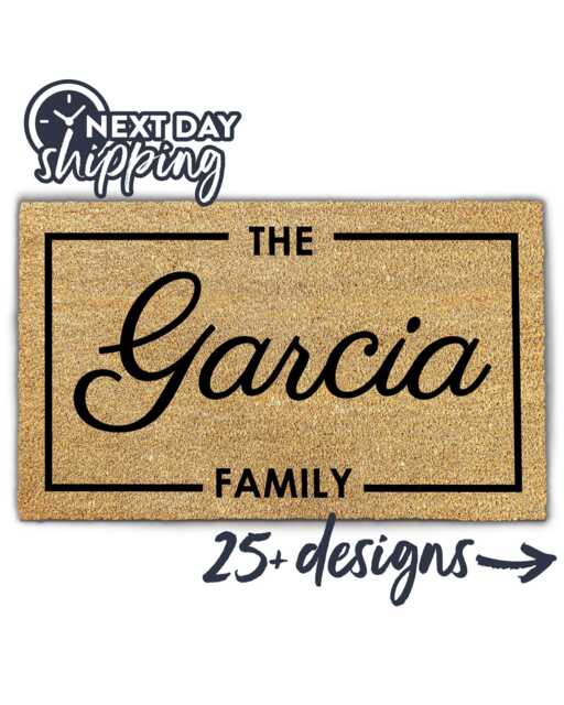 Personalized Family Name Doormat - Custom Last Welcome Mat Housewarming Gift New Home - image 1