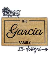 Personalized Family Name Doormat - Custom Last Welcome Mat Housewarming Gift New Home - thumbnail 1
