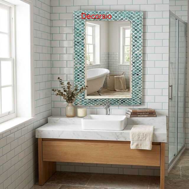 Moroccan Decorative Mirror, Bathroom Decor, Indian Art & Decor - image 1