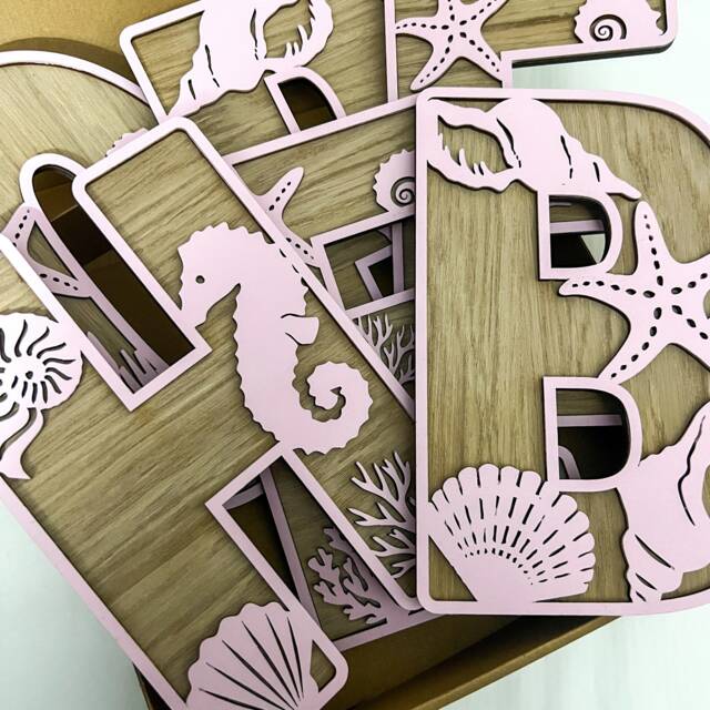 Under The Sea Name Sign - Seashell Letters Personalised Custom Decor Dinosaur Theme Wall Art - image 1