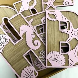 Under The Sea Name Sign - Seashell Letters Personalised Custom Decor Dinosaur Theme Wall Art - thumbnail 1