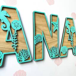 Under The Sea Name Sign - Seashell Letters Personalised Custom Decor Dinosaur Theme Wall Art - thumbnail 2