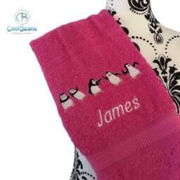 Dancing Penguins Towel - Personalised Face Cloth/Hand Bath = Embroidered - thumbnail 4