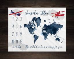 World Milestone Blanket Boy Monthly Growth Tracker Baby Shower Newborn Gift For Gender Neutral The Has Been Waiting You - thumbnail 1