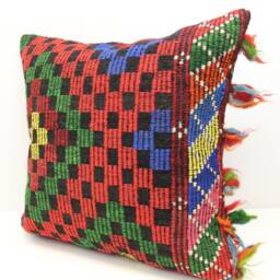 Handmade Turkish Kilim Pillow Cover 24x24, Rustic Home Decor - thumbnail 3