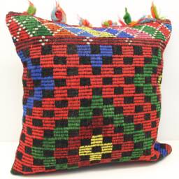 Handmade Turkish Kilim Pillow Cover 24x24, Rustic Home Decor - thumbnail 2