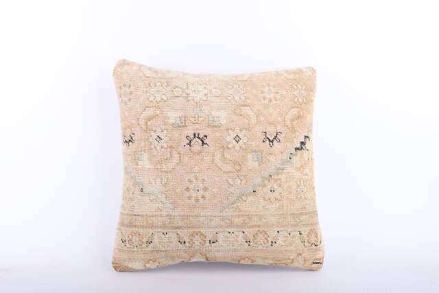 Handmade Turkish Kilim Pillow Embroidered Wool Cushion Cover - 18''x18'' - image 1