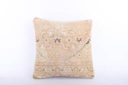 Handmade Turkish Kilim Pillow Embroidered Wool Cushion Cover - 18''x18'' - thumbnail 1