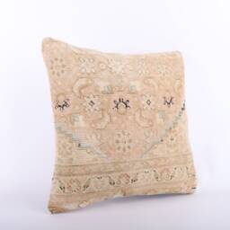 Handmade Turkish Kilim Pillow Embroidered Wool Cushion Cover - 18''x18'' - thumbnail 2