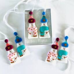 Fused Glass Snowman Decoration - Christmas Decoration, Snowman Cornish - thumbnail 3