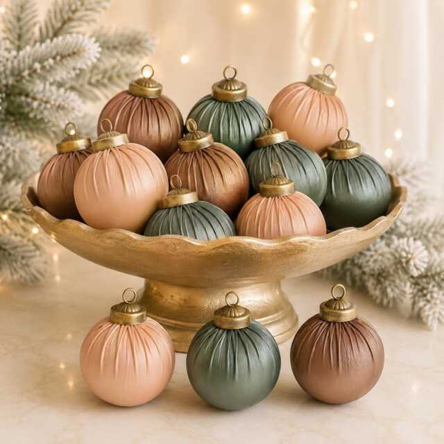 Faux Leather Christmas Ornaments - Set Of 12 Rustic Brown Holiday Decor - image 1
