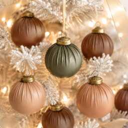 Faux Leather Christmas Ornaments - Set Of 12 Rustic Brown Holiday Decor - thumbnail 2