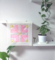 Wall Hanging Small Curtain Window Treatment With Silk Fabrics Korean Traditional Patchwork Jogakbo Pojagi - thumbnail 1