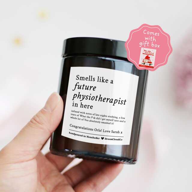 Funny Graduation Gift For Future Physiotherapist Physio Student Daughter Son Personalized Candle - Congratulations New Job - image 1