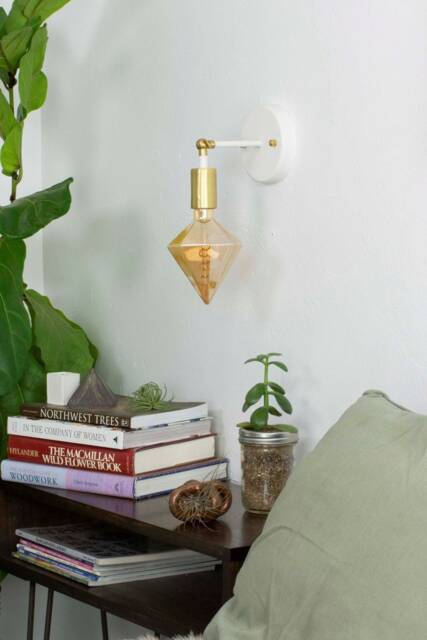 Led Diamond Custom Wall Sconce Knob Hinge Fixture - Brass Vanity Light Small Lamp Unique Modern - image 1