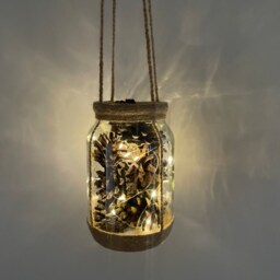 Hanging Jars With String Lights, Christmas Hangers, Outdoor Decorations, Rustic Decor, Glass - thumbnail 4