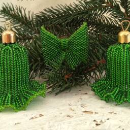 Green Beaded Bell With Edging, Christmas Bell, For The Tree, Gift, New Year's Handicraft, Home Decoration - thumbnail 4
