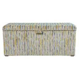 Luxe Yellow Striped Storage Box - Upholstered Ottoman Handmade in Britain - thumbnail 3