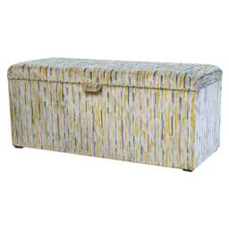 Luxe Yellow Striped Storage Box - Upholstered Ottoman Handmade in Britain