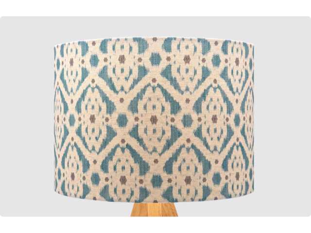 Teal Grey White Ikat Lampshade, Table Floor Lamp/Ceiling Pendant Small Medium Large 20cm 25cm 30cm 35cm 40cm Fabric Drum Light Shade - image 1