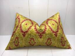 Handwoven Silk Ikat Pillow Cover, Velvet Replica - 16x24