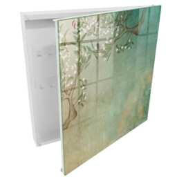 Flowering Tree Key Cabinet For Home, Turquoise Box Painterly Flowers & Plants, Lovers Of Nature Harmony - thumbnail 2