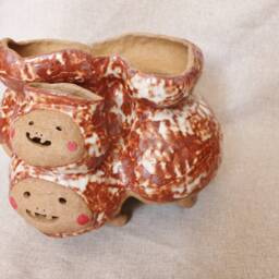 Handmade Ceramic Head Planter Multi Plant Pot, Studio Ghibli Decor, Made in Usa - thumbnail 2